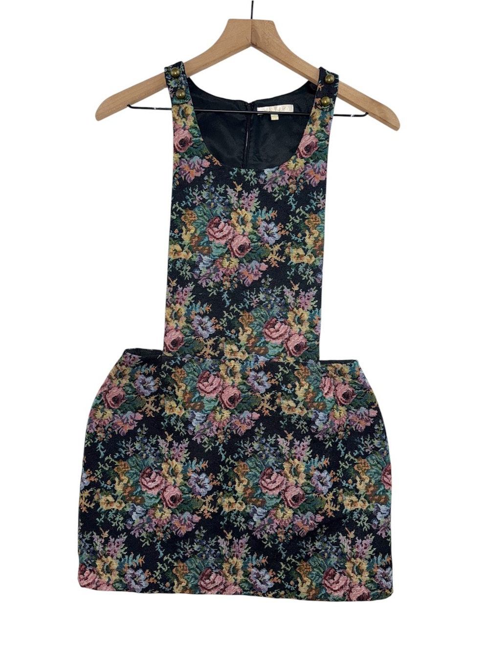 Floral Tapestry Overall Mini Skirt Dress Y2K Dark Coquette Whimsy Goth Witchy
